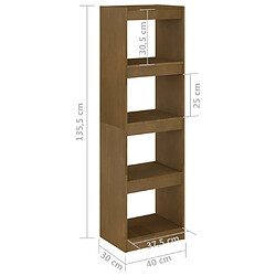 vidaXL Bibliothèque/Séparateur de pièce Marron miel 40x30x135,5 cm Pin pas cher