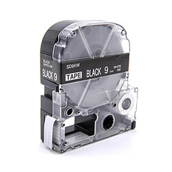 Cassette à ruban vhbw 9mm pour Epson OK500P, OK720, OK900P, LW-300, LW-400. Remplace: LC-3BWV, SD9KW. 