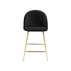 Avis Vente-Unique Lot de 2 tabourets de bar en velours et métal doré - Noir - MELBOURNE