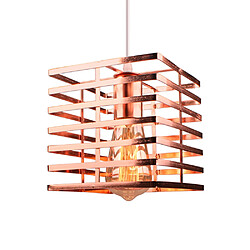 Stoex Suspension luminaire industrielle style vintage forme cage fer Ø 22cm E27 noir pour chambre salon salle à manger cuisine,bar (Or rose)