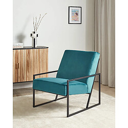 Beliani Fauteuil Velours Bleu paon DELARY