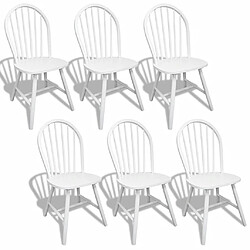 Decoshop26 Lot de 6 chaises de salle à manger cuisine design classique bois d'hévéa solide blanc CDS022152 