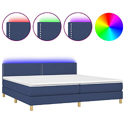 vidaXL Sommier à lattes de lit et matelas et LED Bleu 200x200 cm Tissu