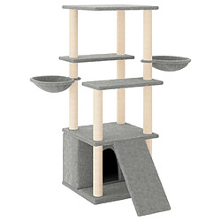 Arbre à chat avec griffoirs,niche pour chat en sisal gris clair 133 cm -MN42550