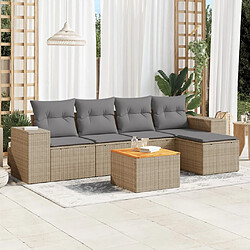 vidaXL Salon de jardin avec coussins 6 pcs beige résine tressée 