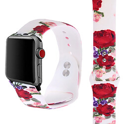 Wewoo Bracelet en silicone pour Apple Watch séries 5 et 4 40 mm motif fleur rouge