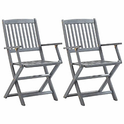 Maison Chic Lot de 2 Chaises pliables d'extérieur avec coussins | Chaises de jardin | Fauteuil Relax Bois d'acacia -GKD20837