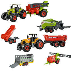 Iso Trade FARM Coffret jeu 6 engins agricoles jouets enfants tracteurs remorques 