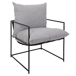 The Home Deco Factory Fauteuil tissu et métal Ella - Gris et noir