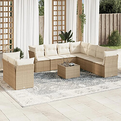 Maison Chic Salon de jardin avec coussins 10 pcs | Ensemble de Table et chaises | Mobilier d'Extérieur beige résine tressée -GKD57371