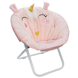 Pegane Fauteuil enfant pliant coloris rose clair - Diamètre 50 x Hauteur 55 cm