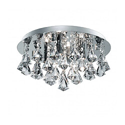 Searchlight Plafonnier Hanna, en chrome et cristal, 4 ampoules