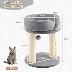 Acheter Helloshop26 Arbre à chat tour d'arbre griffoir 2 plateformes avec perchoir à dessus souple boule de fourrure 53 cm corde en sisal gris 20_0009767