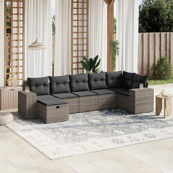 Maison Chic Salon de jardin avec coussins 7 pcs, Ensemble Tables et chaises de jardin, gris résine tressée -GKD284028