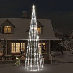 vidaXL Sapin de Noël sur mât de drapeau 1134 LED Blanc froid 800 cm 