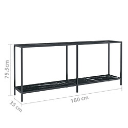 vidaXL Table console Noir 180x35x75,5 cm Verre trempé pas cher