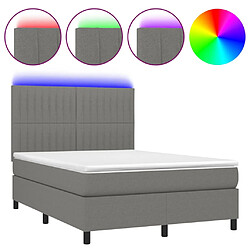 vidaXL Sommier à lattes de lit et matelas et LED Gris foncé 140x190 cm