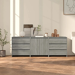 Maison Chic Ensemble de 3 Buffets,commode,console pour rangement Sonoma gris Bois d'ingénierie -MN64969