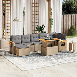 vidaXL Salon de jardin avec coussins 8 pcs beige résine tressée 