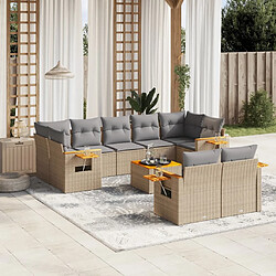 Maison Chic Salon de jardin avec coussins 10 pcs, Ensemble Tables et chaises de jardin, beige résine tressée -GKD632947