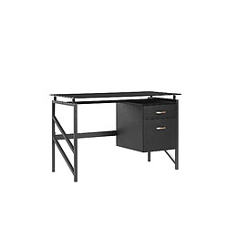 Beliani Bureau plateau en verre noir 117 x 57 cm MORITON