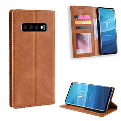 Etui en PU style vintage avec support marron pour votre Samsung Galaxy S10 