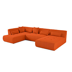 Lisa Design Onyx - canapé panoramique modulable d'angle gauche - 7 places - en tissu mailles 3D Onyx - canapé panoramique modulable d'angle gauche - 7 places - en tissu mailles 3D - Orange