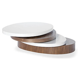 La Maison Du Canapé Table basse bois et laqué SIDONY - Noyer/Blanc - Bois foncé