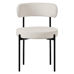 ML-Design Lot de 2 chaises de cuisine rond en tissu teddy blanc avec dossier pied en acier