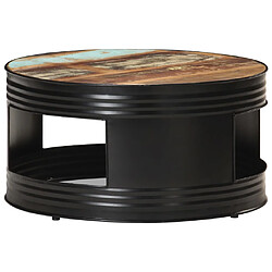 vidaXL Table basse Noir 68x68x36 cm Bois de récupération massif