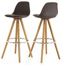 Lot de 2 Chaises de Bar Haute Taupe Piétement Chêne KosyForm