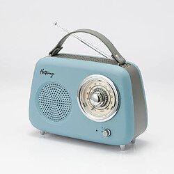 We Enceinte/Radio rétro HALTERREGO , RMS 5W, Bluetooth, Radio FM, lecteur USB, Aux IN, Batterie rechargeable, Blue gris