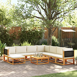 vidaXL Salon de jardin avec coussins 9 pcs bois massif d'acacia