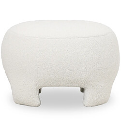 ICONIK INTERIOR Repose-pieds Tapissé - Pouf en Tissu Bouclé - Magnolia Blanc 