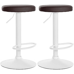 Non Lot de 2 tabourets de bar Ponte simili cuir blanc 