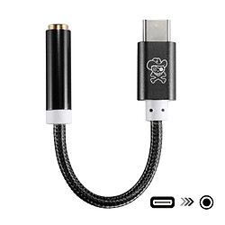 Wewoo Adaptateur noir Audio USB-C / Type-C vers Jack 3,5 mm Nylon Tissé, Longueur: environ 10cm 