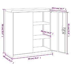 vidaXL Armoire de bureau avec 2 portes Gris 90 cm Acier pas cher