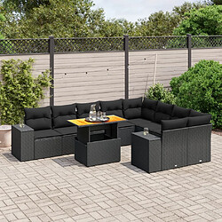 Maison Chic Salon de jardin 10 pcs avec coussins, Ensemble Tables et chaises d'extérieur noir résine tressée -GKD602804