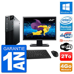 PC Lenovo M81 SFF Ecran 22" Intel G630 RAM 4Go Disque Dur 2To Windows 10 Wifi - Occasion