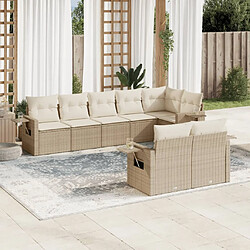 vidaXL Salon de jardin avec coussins 8 pcs beige résine tressée 