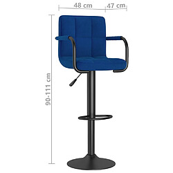 vidaXL Tabourets de bar lot de 2 bleu tissu pas cher