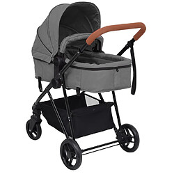 Avis vidaXL Poussette pour bébé 2-en-1 Gris clair et noir Acier