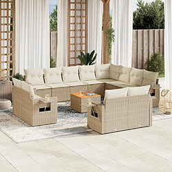 vidaXL Salon de jardin avec coussins 13 pcs beige résine tressée 