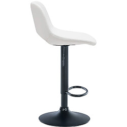 Decoshop26 Tabourets de bar chaises haute x2 avec repose-pieds en PVC blanc piètement métallique noir 10_0004064 pas cher