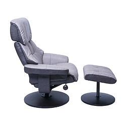 Mendler MCA fauteuil relax HWC-F21, fauteuil de télévision avec tabouret, textile, charge max. 110kg ~ gris clair