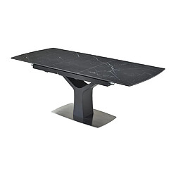 Vente-Unique Table à manger extensible 6 à 8 personnes en céramique, verre trempé et métal - Effet marbre noir - COLBY de Maison Céphy pas cher