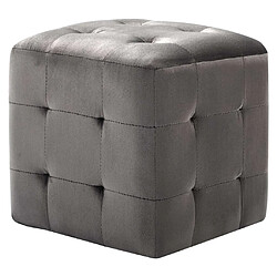 Maison Chic Lot de 2 Tables de chevet,Table de nuit,Table d'appoint pour salon Gris 30x30x30 cm Tissu velours -MN10135