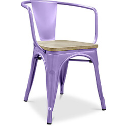 ICONIK INTERIOR Chaise avec accoudoir Stylix - Métal et bois clair Violet pastel