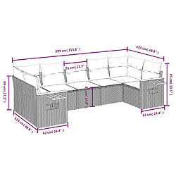 Avis vidaXL Salon de jardin avec coussins 7 pcs gris résine tressée