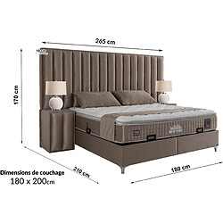 Vivenla Ensemble de lit coffre 180x200 en velours taupe avec un matelas à ressorts ensachés 7 zones de confort de la collection NEW YORK pas cher